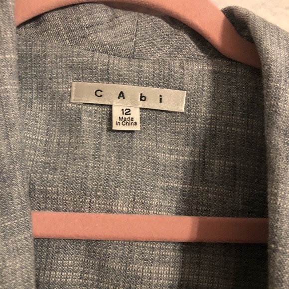 CAbi 215 Linen Beach Walk Blazer Light Blue Slate Gray Sz 12 - Picture 6 of 7